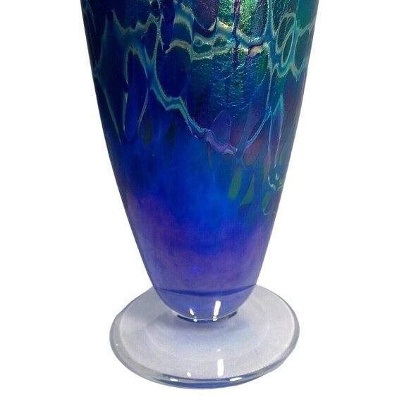 ROBERT HELD LARGE SIGNED TRUMPET CANADIAN IRIDESCENT ART GLASS ART DECO  VASE - Picture 12 of 16